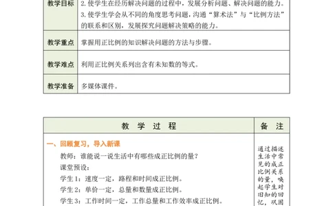 第12课时用比例解决问题（1）_小学数学人教版单独教案（1-6上下册）_《绿卡图书教案》1-6下册（26春）_6年级下册（26春）_4比例