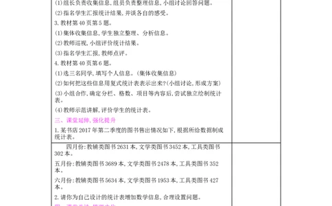 第3单元复式统计表_小学数学人教版3年级下册_2课时简案_2课时简案