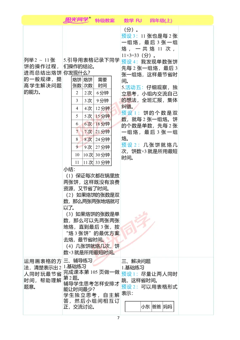 二、教学案例_小学数学人教版单独教案（1-6上下册）_《阳光同学教案》1-6上册（25秋）_阳光同学特级教案数学人教4年级上册_第八单元数学广角&mdash;&mdash;优化