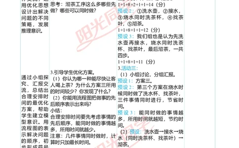 二、教学案例_小学数学人教版单独教案（1-6上下册）_《阳光同学教案》1-6上册（25秋）_阳光同学特级教案数学人教4年级上册_第八单元数学广角&mdash;&mdash;优化