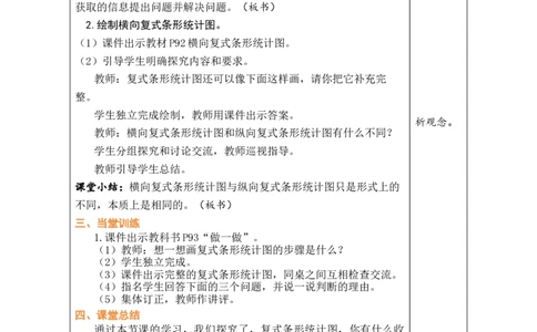 第3课时复式条形统计图_小学数学人教版单独教案（1-6上下册）_《绿卡图书教案》1-6下册（26春）_4年级下册（26春）_8平均数与条形统计图
