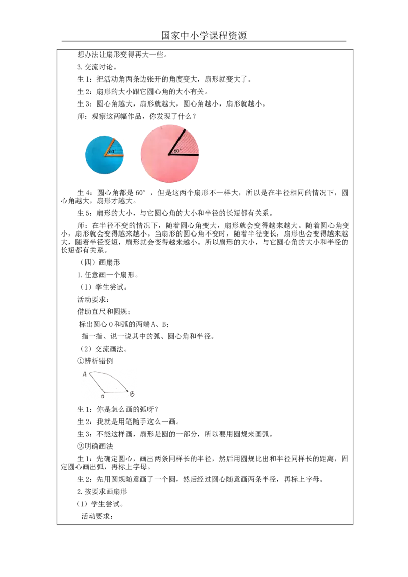 扇形_教学设计_小学数学人教版单独教案（1-6上下册）_《智慧教育教案》1-6上下册（25秋）_1-6上册_6年级上册（教案）新插图_第5单元圆