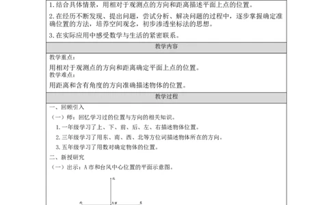 位置与方向（二）第1课时_教学设计_小学数学人教版单独教案（1-6上下册）_《智慧教育教案》1-6上下册（25秋）_1-6上册_6年级上册（教案）新插图_第2单元位置与方向（二）