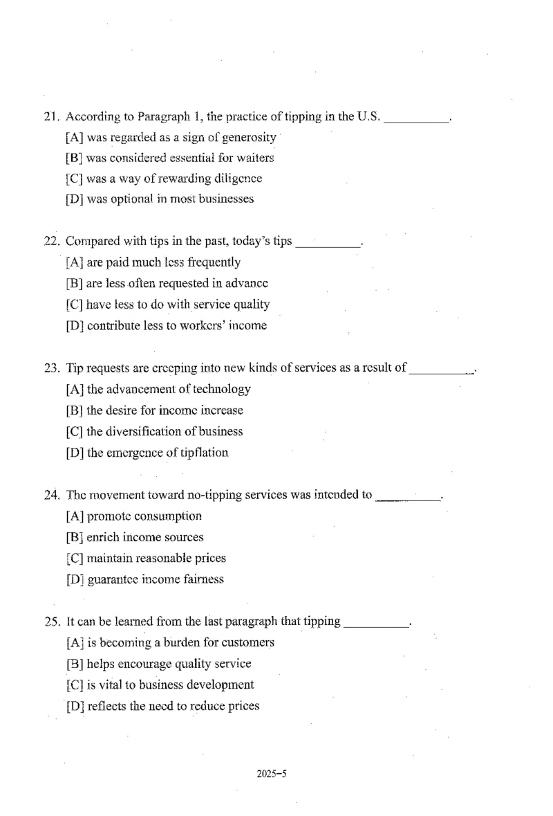 2025年真题及答案速查_考研英语真题（英一＋英二）_考研英语真题_考研英语二历年真题_❤️6.黄皮-英语二+解析_真题及答案速查（2010-2025)