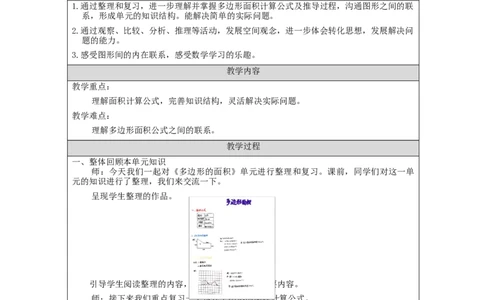 多边形的面积整理和复习_教学设计_小学数学人教版单独教案（1-6上下册）_《智慧教育教案》1-6上下册（25秋）_1-6上册_5年级上册（教案）新插图_第6单元多边形的面积