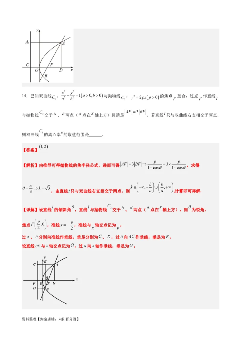 素养拓展31圆锥曲线中焦半径和焦点弦公式的应用（解析版）_新高考复习资料_2024年新高考资料_一轮复习资料_一轮复习讲义&mdash;素养拓展（精讲+精练）（新高考通用）