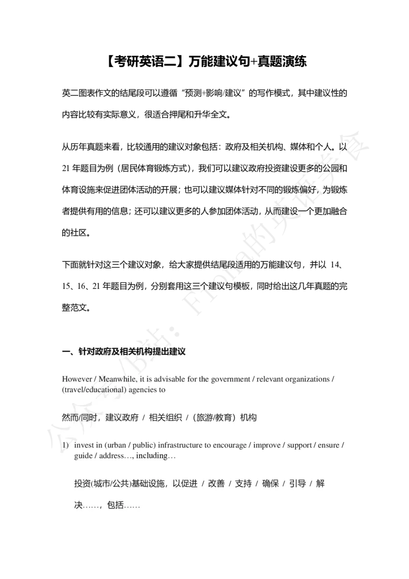 考研英语二万能建议句+真题演练_考研英语真题（英一＋英二）_考研英语真题_考研英语一历年真题_25英语-万能作文模板_赠送：25年万能作文模板_Fiona-英语作文模板_英语二