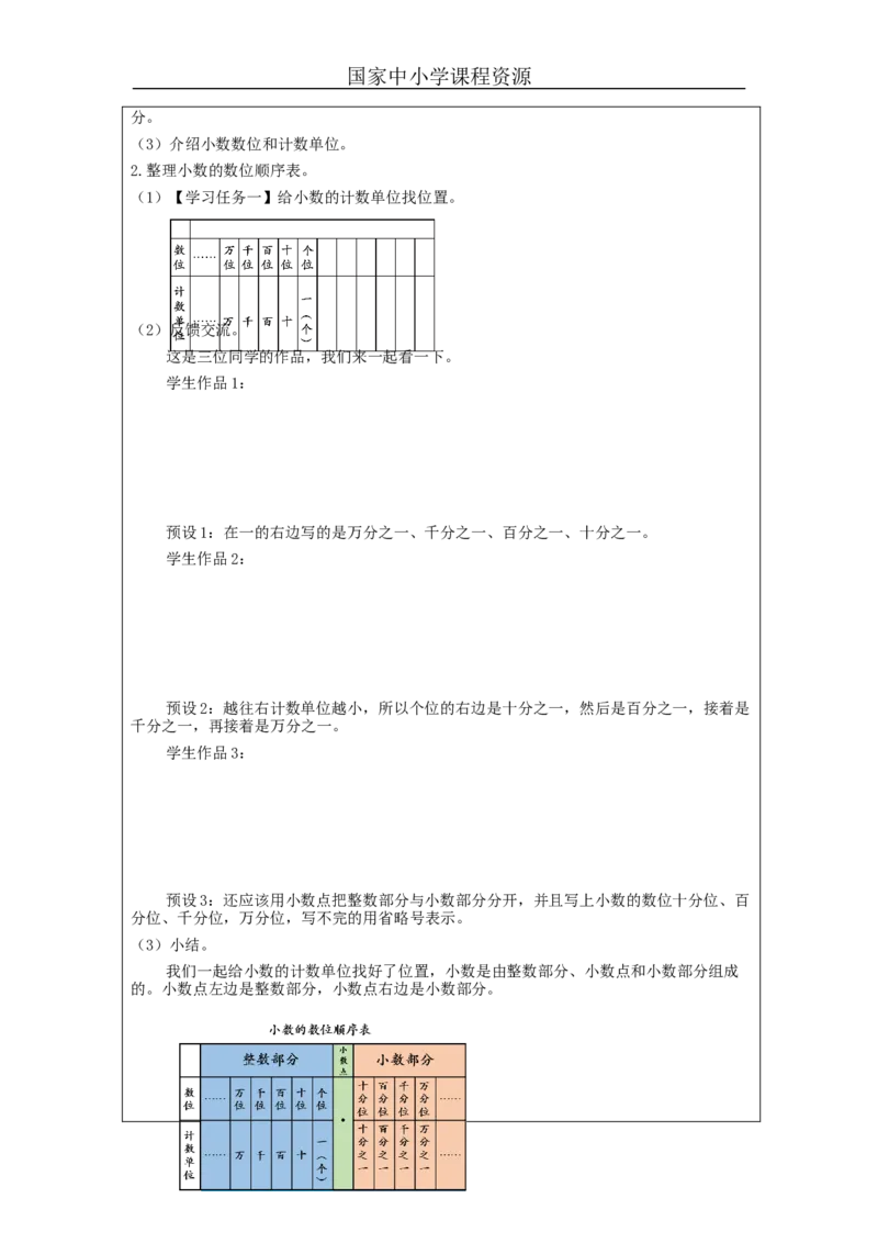 小数的意义和读写法(第2课时)_教学设计_小学数学人教版单独教案（1-6上下册）_《智慧教育教案》1-6上下册（25秋）_1-6下册_4年级下册（教案）新插图_第4单元小数的意义和性质