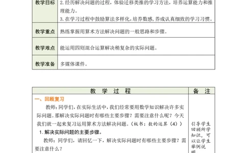 第6课时数的运算（4）_小学数学人教版单独教案（1-6上下册）_《绿卡图书教案》1-6下册（26春）_6年级下册（26春）_6整理和复习