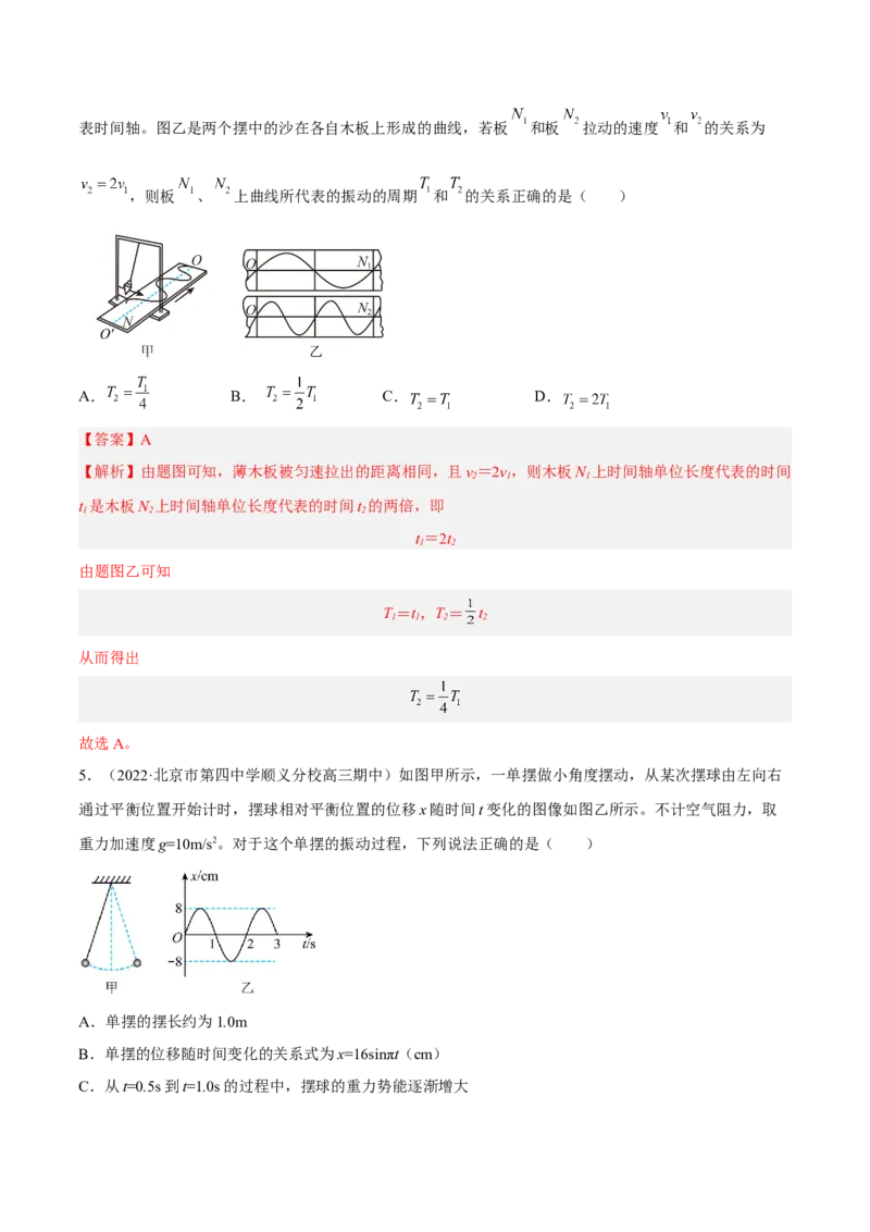 15.1机械振动（练）--2023年高考物理一轮复习讲练测（全国通用）（解析版）_通用版（老高考）复习资料_2023年复习资料_一轮复习_2023年高考物理一轮复习讲练测（全国通用）