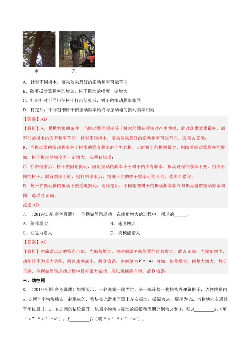 15.1机械振动（练）--2023年高考物理一轮复习讲练测（全国通用）（解析版）_通用版（老高考）复习资料_2023年复习资料_一轮复习_2023年高考物理一轮复习讲练测（全国通用）