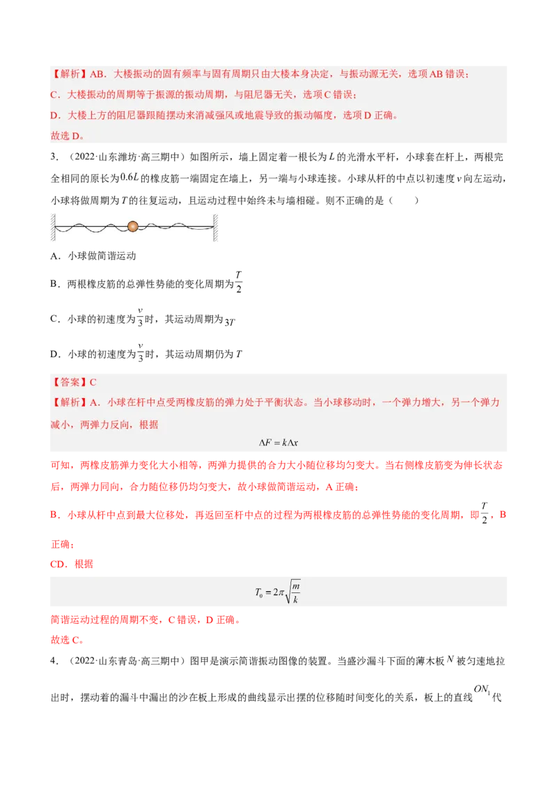 15.1机械振动（练）--2023年高考物理一轮复习讲练测（全国通用）（解析版）_通用版（老高考）复习资料_2023年复习资料_一轮复习_2023年高考物理一轮复习讲练测（全国通用）