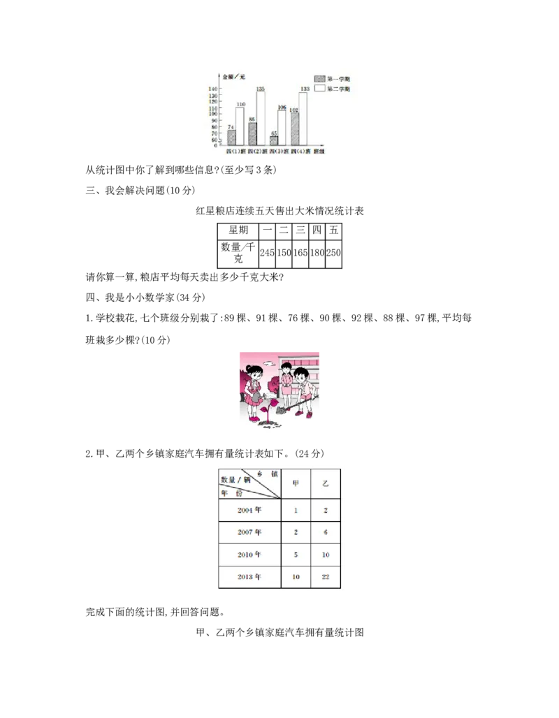 第8单元　平均数与条形统计图_小学数学人教版4年级下册_1课时详案_1课时详案