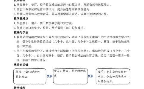 第10课时整百、整千的加减法_小学数学人教版单独教案（1-6上下册）_《全品教案》1-6上下册（26春）_1-6下册（26春）_教案WORD版（2数人下）26春_正文_第三单元万以内数的认识