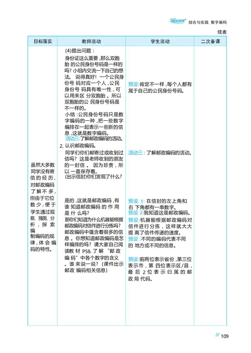 综合与实践数字编码_小学数学人教版单独教案（1-6上下册）_《阳光同学教案》1-6上册（25秋）_阳光同学特级教案数学人教3年级上册