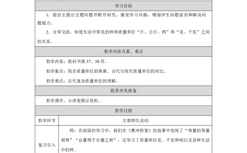 20小讲堂_小讲堂_教学设计_小学数学人教版单独教案（1-6上下册）_《智慧教育教案》1-6上下册（25秋）_1-6上册_3年级上册（教案）2025秋新教材_曹冲称象的故事