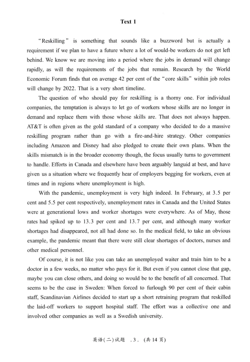 2021年真题及答案速查_考研英语真题（英一＋英二）_考研英语真题_考研英语二历年真题_❤️6.黄皮-英语二+解析_真题及答案速查（2010-2025)