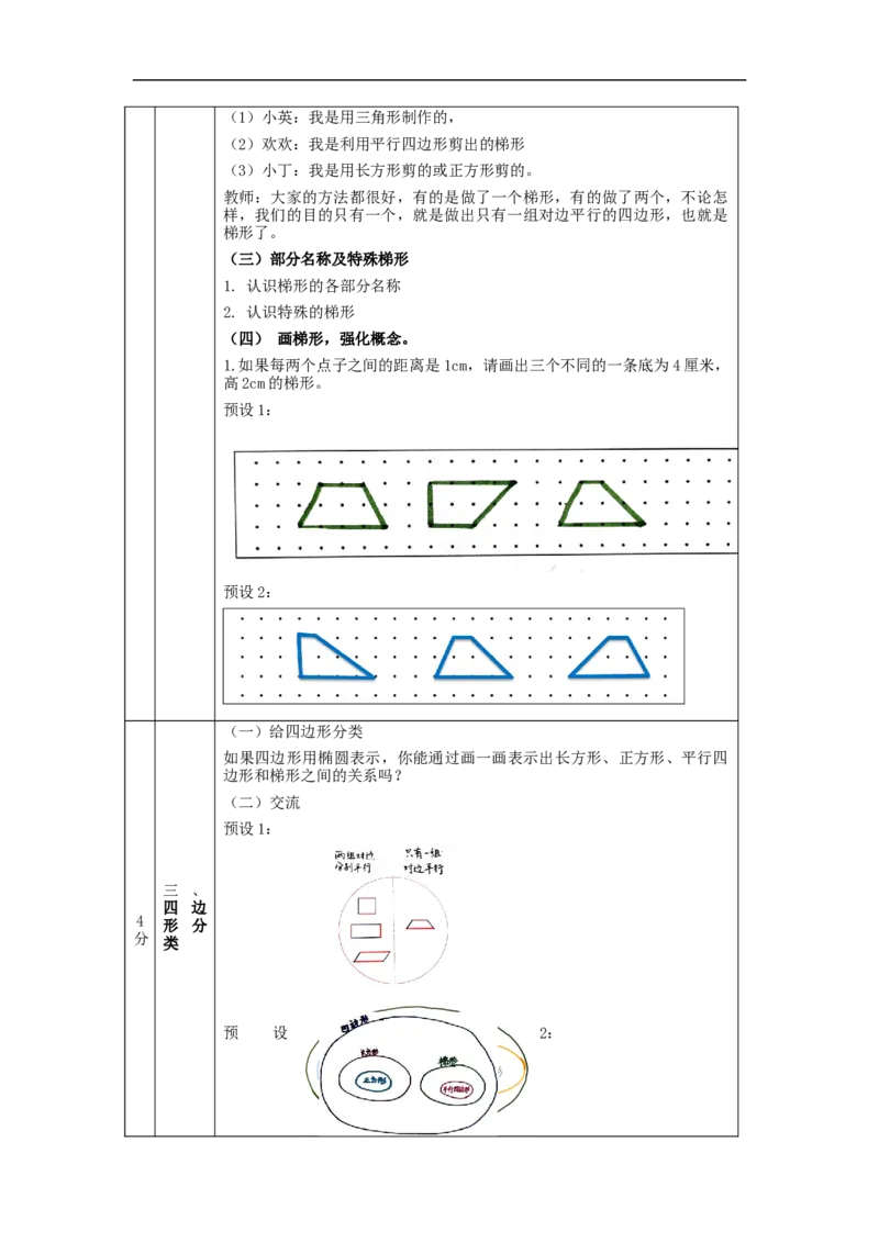 梯形的认识_教学设计_小学数学人教版单独教案（1-6上下册）_《智慧教育教案》1-6上下册（25秋）_1-6上册_4年级上册（教案）新插图_第5单元平行四边形和梯形
