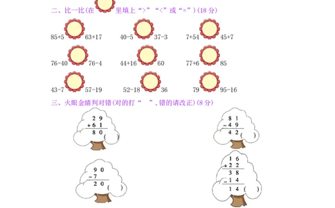 第2单元阶段测评_小学数学人教版2年级上册_11单元测试卷_11单元测试卷