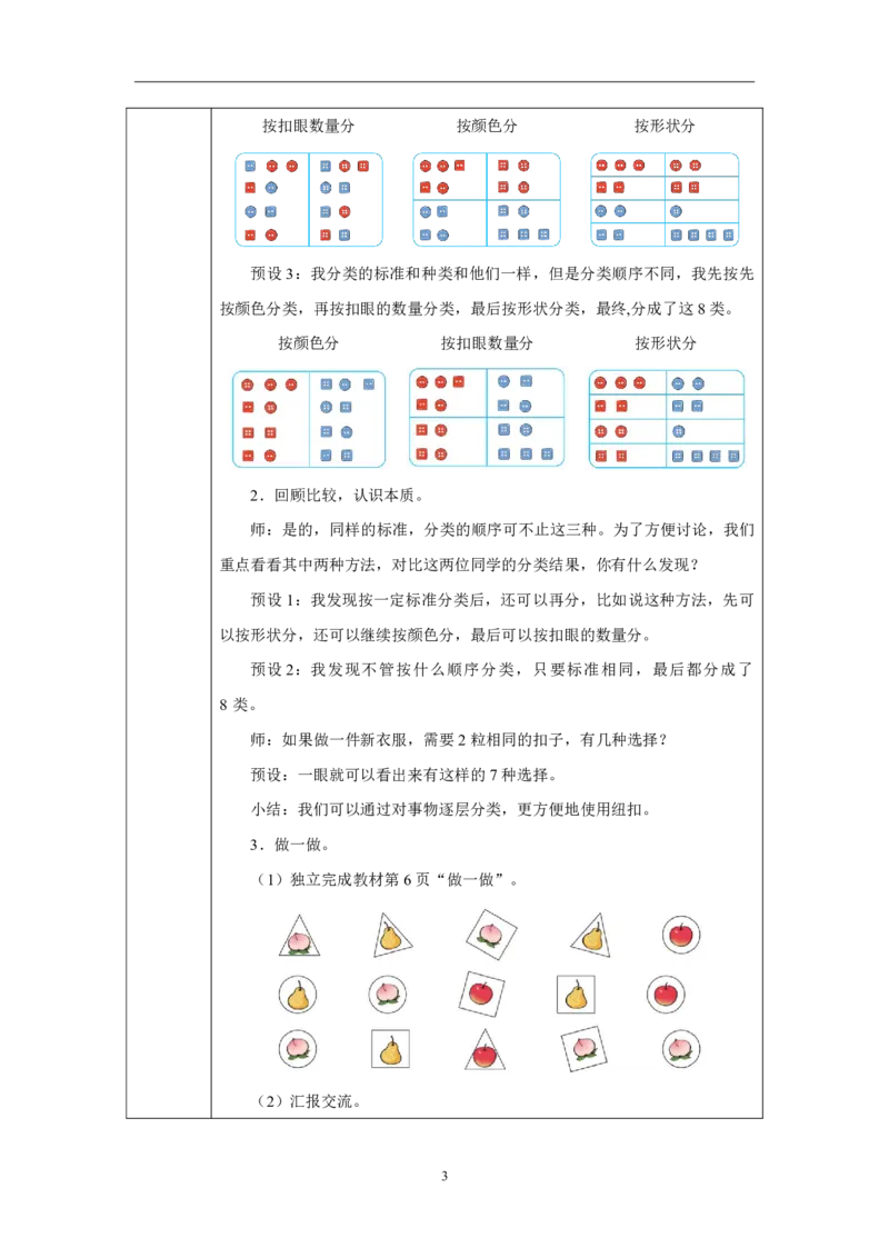 1一、分类与整理_逐层分类_教学设计3_小学数学人教版单独教案（1-6上下册）_《智慧教育教案》1-6上下册（25秋）_1-6上册_2年级上册（教案）2025秋新教材_第1单元