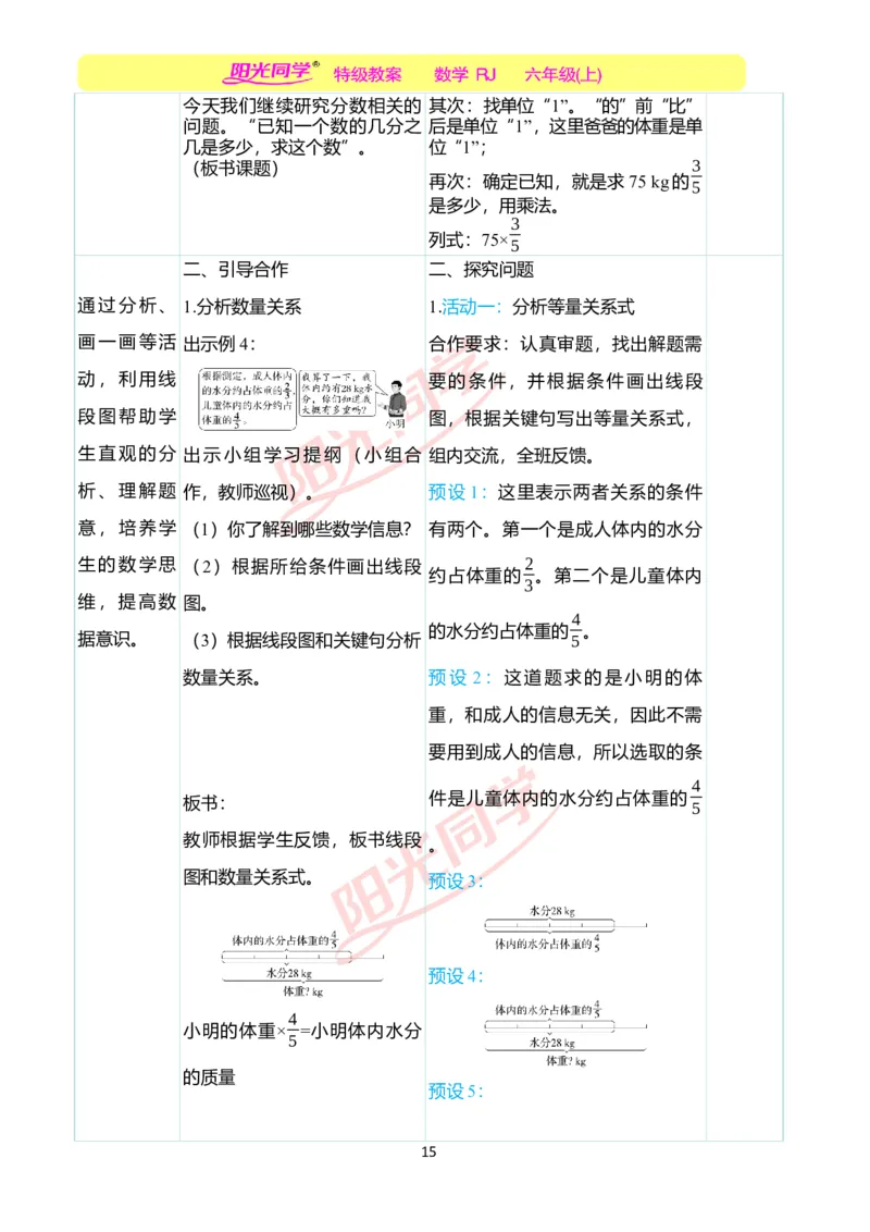 第三单元教学案例_小学数学人教版单独教案（1-6上下册）_《阳光同学教案》1-6上册（25秋）_阳光同学特级教案数学人教6年级上册_第三单元　分数除法