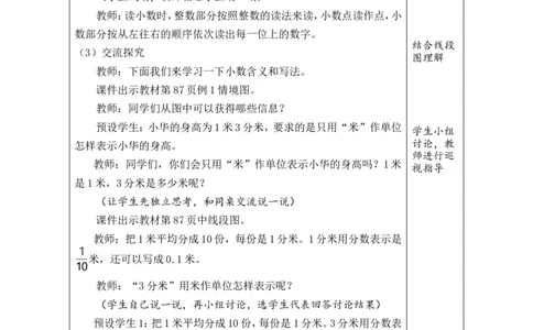1认识小数_小学数学人教版单独教案（1-6上下册）_《绿卡图书教案》1-6下册（26春）_3年级下册（26春）_7小数的初步认识