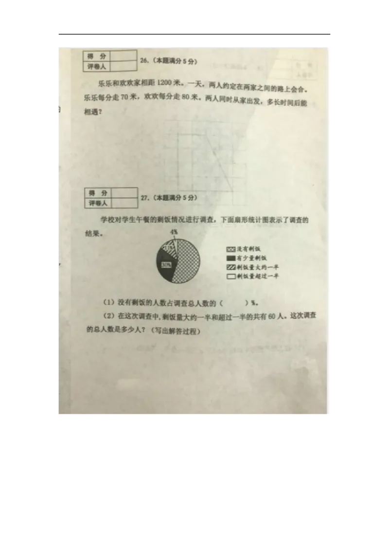 人教版六年级下数学期末考试试卷（1）_小学数学人教版6年级下册_15历年考试真题_15历年考试真题