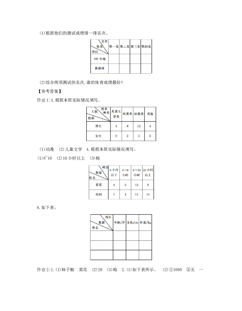 第3单元　复式统计表_小学数学人教版3年级下册_1课时详案_1课时详案
