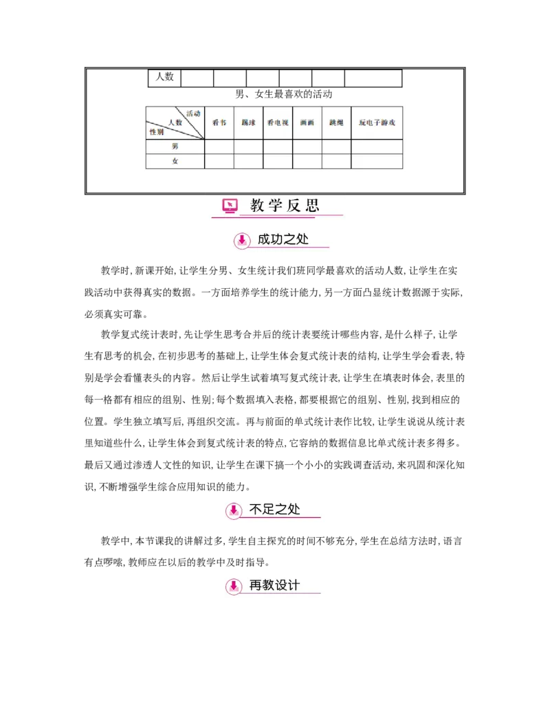 第3单元　复式统计表_小学数学人教版3年级下册_1课时详案_1课时详案