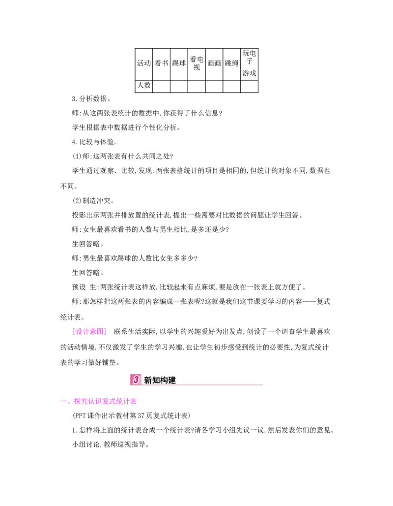 第3单元　复式统计表_小学数学人教版3年级下册_1课时详案_1课时详案