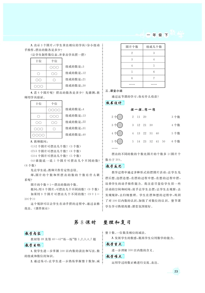 教案1正文_小学数学人教版单独教案（1-6上下册）_《名师测控教案》1-6上下册（26春）_1-6下册_1年级下册（25春）