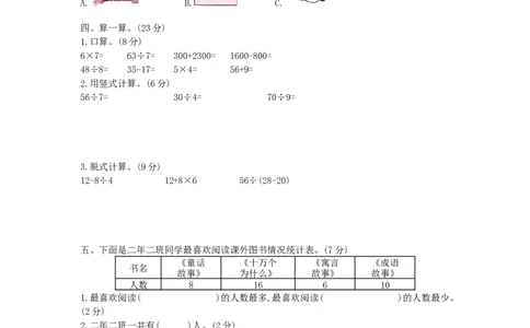 期末真题检测卷_小学数学人教版2年级下册_13期中、期末测试卷_13期中、期末测试卷