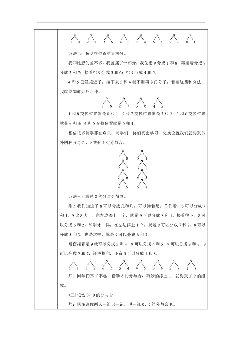 8、9的组成_教学设计_小学数学人教版单独教案（1-6上下册）_《智慧教育教案》1-6上下册（25秋）_1-6上册_1年级上册（教案）2024秋新教材_第2单元