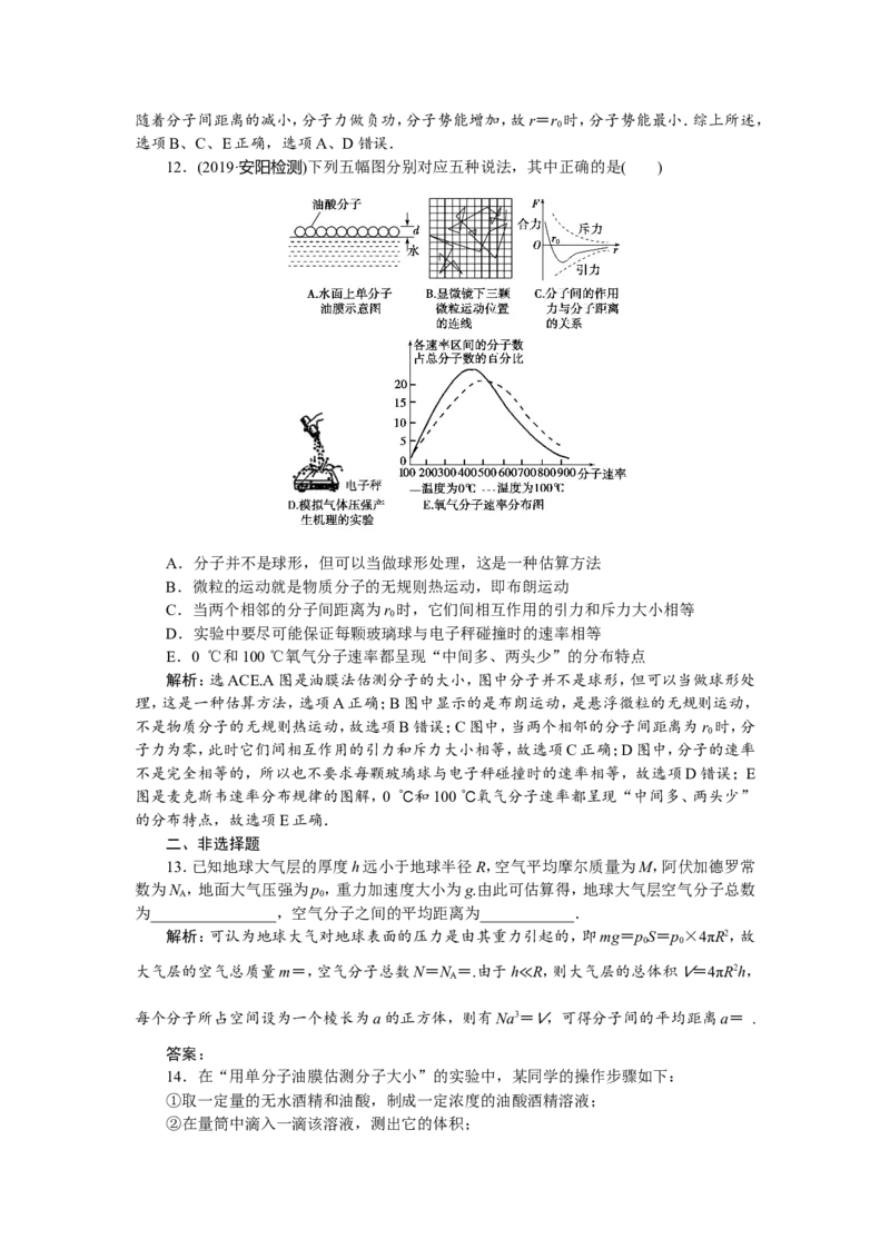 1第一节　分子动理论　内能(实验：用油膜法估测分子的大小)　新题培优练_新高考复习资料_2022年新高考复习资料_高考物理2022年一轮复习各版本_第十三章　热　学_544