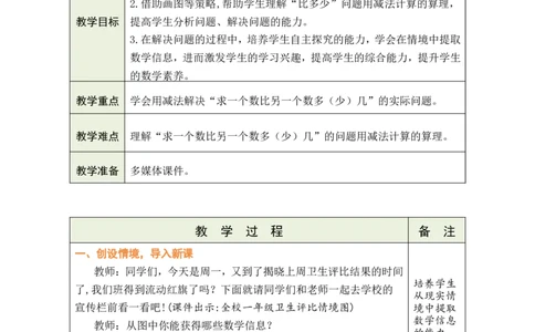 第1课时解决问题（1）_小学数学人教版单独教案（1-6上下册）_《绿卡图书教案》1-6下册（26春）_1年级下册（26春）_6数量间的加减关系
