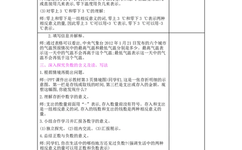 第1单元负数_小学数学人教版6年级下册_2课时简案_2课时简案