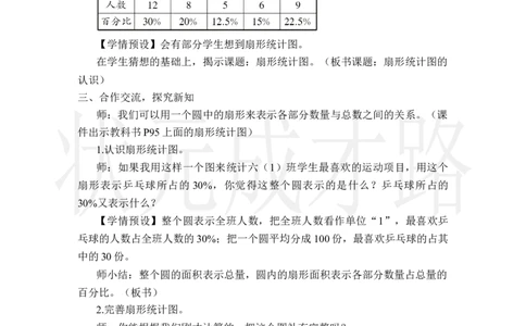 第1课时扇形统计图的认识_小学数学人教版单独教案（1-6上下册）_《状元大课堂教案》1-6上下册（26春）_1-6上册_2.R6数上教案_7扇形统计图