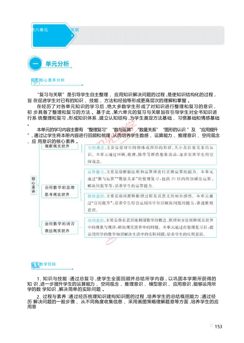 六复习与关联_小学数学人教版单独教案（1-6上下册）_《阳光同学教案》1-6上册（25秋）_阳光同学特级教案数学人教1年级上册