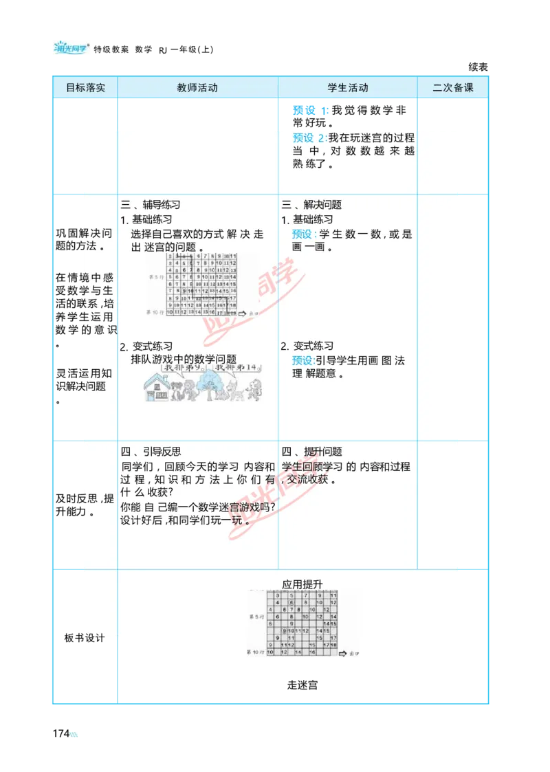 六复习与关联_小学数学人教版单独教案（1-6上下册）_《阳光同学教案》1-6上册（25秋）_阳光同学特级教案数学人教1年级上册