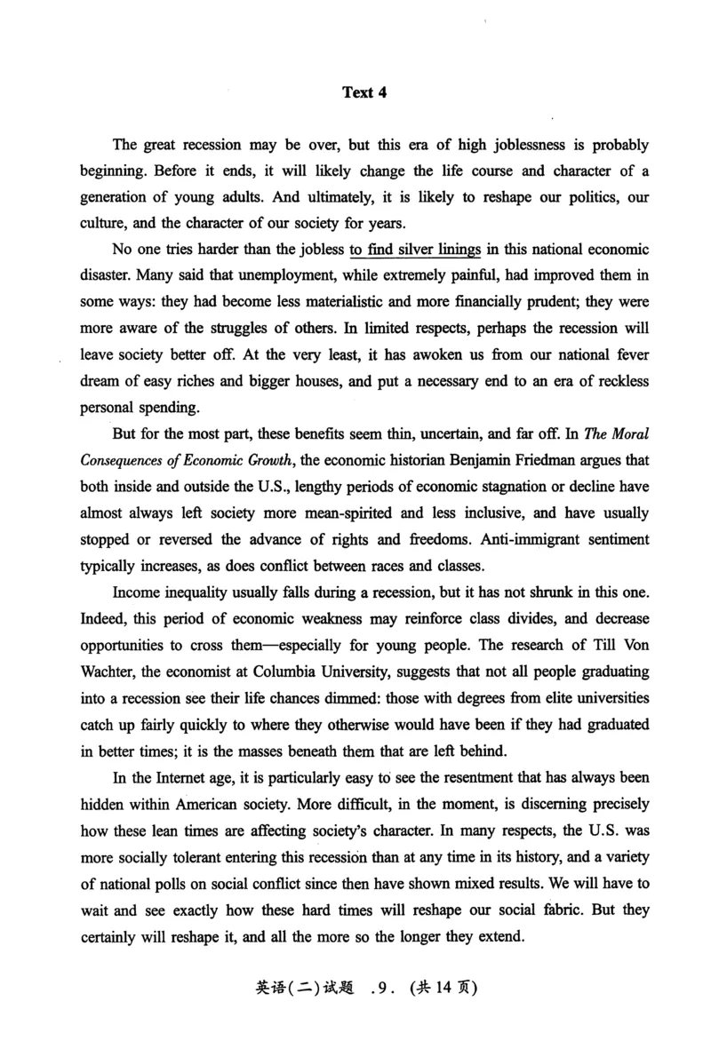 2012年真题及答案速查_考研英语真题（英一＋英二）_考研英语真题_考研英语二历年真题_❤️6.黄皮-英语二+解析_真题及答案速查（2010-2025)