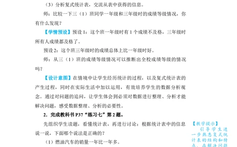 练习课_小学数学人教版单独教案（1-6上下册）_《状元大课堂教案》1-6上下册（26春）_1-6下册_3年级下册（26春）_旧教材教案_3复式统计表