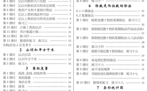 目录_小学数学人教版单独教案（1-6上下册）_《名师测控教案》1-6上下册（26春）_1-6上册_新教案4年级数学人教上