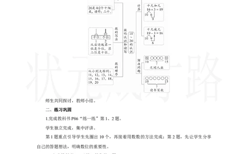 整理和复习_小学数学人教版单独教案（1-6上下册）_《状元大课堂教案》1-6上下册（26春）_1-6上册_2.R1数上教案_四11-20的认识