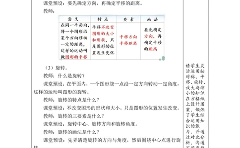 第15课时图形的运动_小学数学人教版单独教案（1-6上下册）_《绿卡图书教案》1-6下册（26春）_6年级下册（26春）_6整理和复习