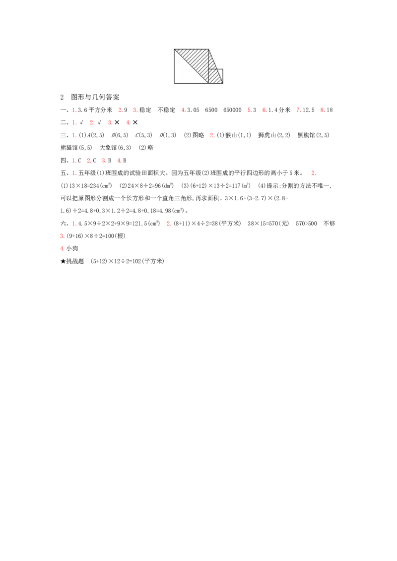 总复习-2图形与几何_小学数学人教版5年级上册_13单项测试卷_13单项测试卷