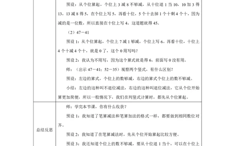 25两位数减两位数（退位）、整十数减两位数_两位数减两位数（退位）、整十数减两位数_教学设计_小学数学人教版单独教案（1-6上下册）_《智慧教育教案》1-6上下册（25秋）_1-6下册