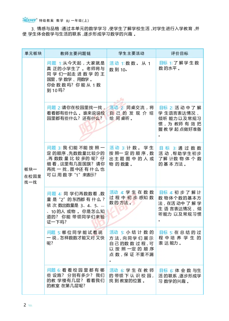 数学游戏_小学数学人教版单独教案（1-6上下册）_《阳光同学教案》1-6上册（25秋）_阳光同学特级教案数学人教1年级上册