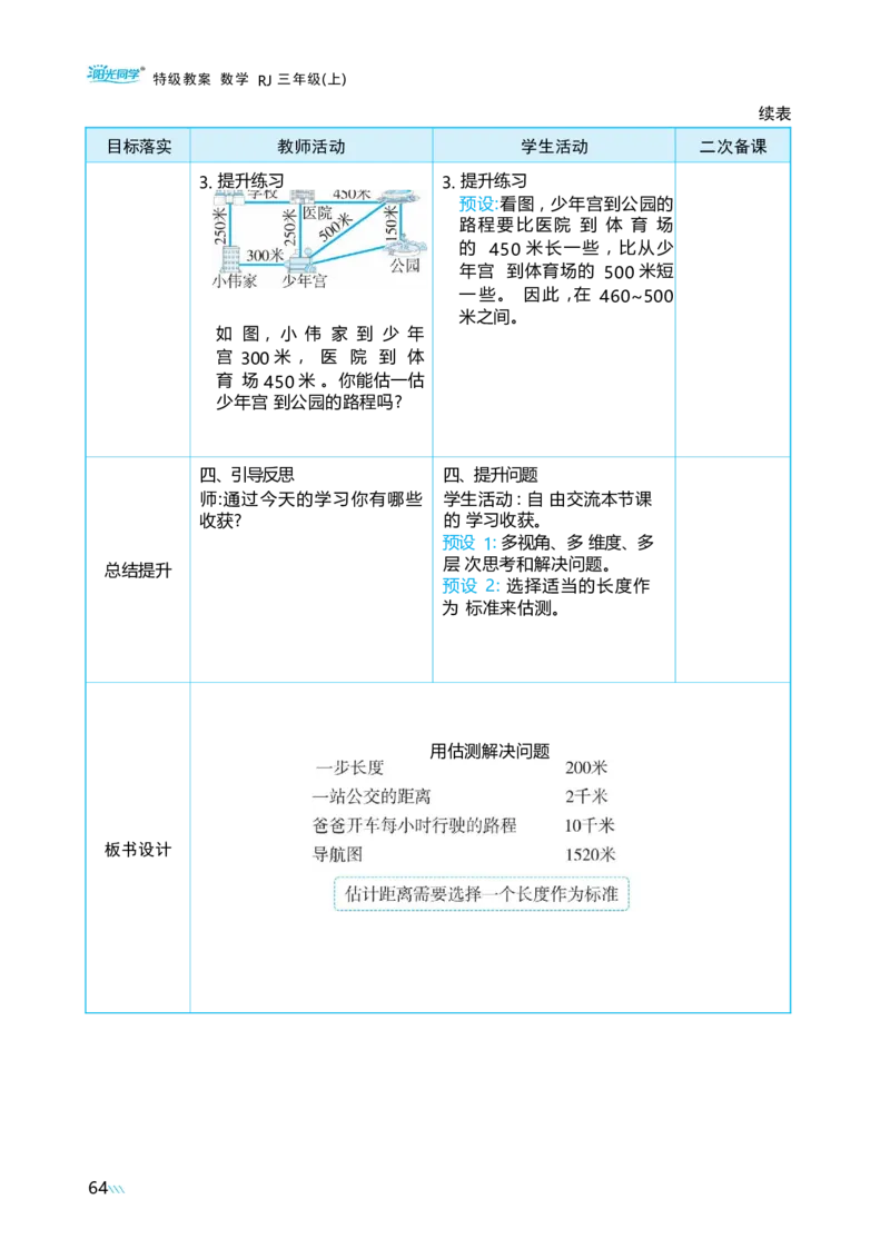 第三单元毫米、分米和千米_小学数学人教版单独教案（1-6上下册）_《阳光同学教案》1-6上册（25秋）_阳光同学特级教案数学人教3年级上册
