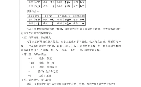 生活中的负数_教学设计_小学数学人教版单独教案（1-6上下册）_《智慧教育教案》1-6上下册（25秋）_1-6下册_6年级下册（教案）新插图_第1单元负数