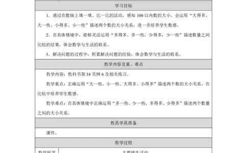 15用&ldquo;大得多&rdquo;&ldquo;大一些&rdquo;说一说_用&ldquo;大得多&rdquo;&ldquo;大一些&rdquo;说一说_教学设计_小学数学人教版单独教案（1-6上下册）_《智慧教育教案》1-6上下册（25秋）_1-6下册_1年级下册（教案）2025春